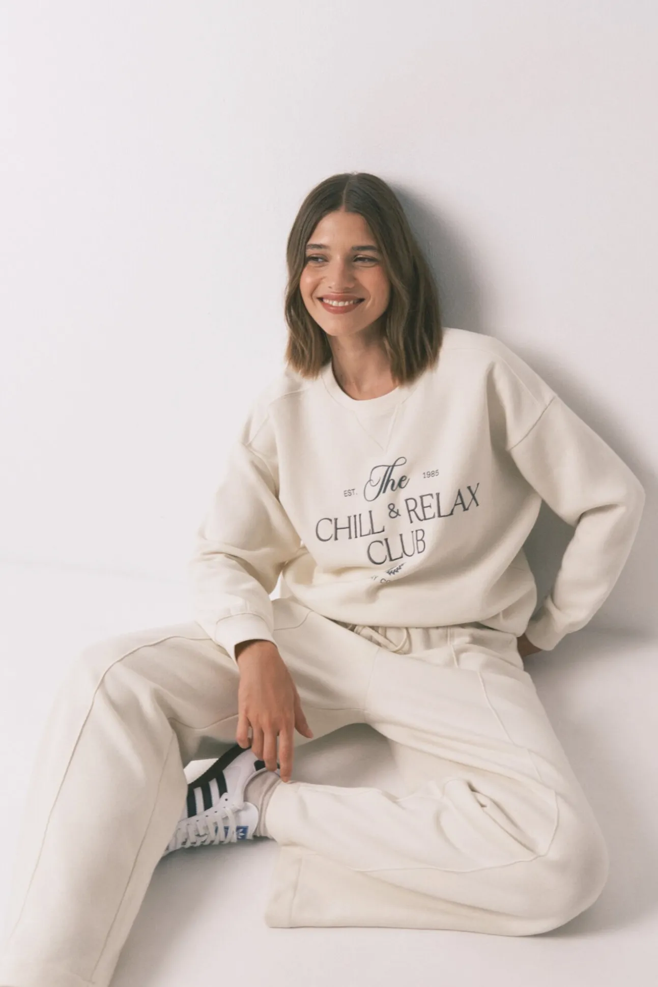 Sweatshirt de pelúcia de algodão branco