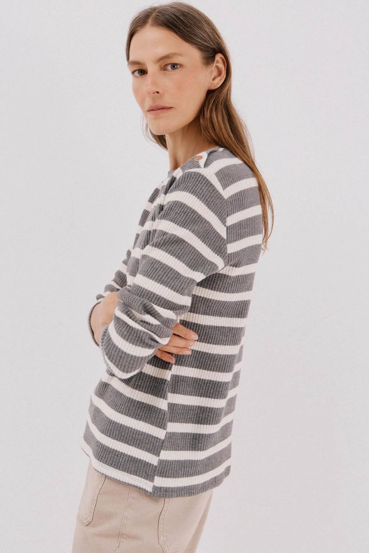 Sweatshirt estruturado riscas