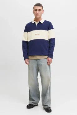 Sweatshirt polo com listras