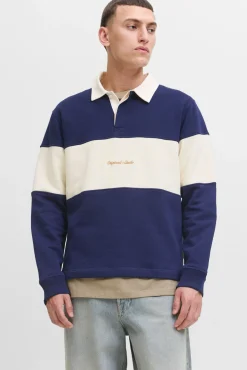 Sweatshirt polo com listras