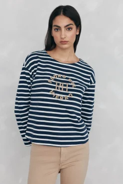 Sweatshirt riscas bordado