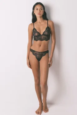 Tanga de renda de tule preto