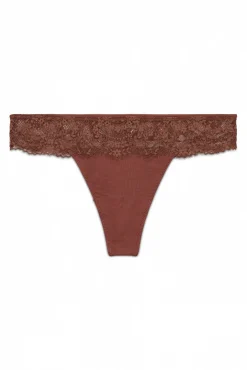 Tanga de renda marrom na cintura