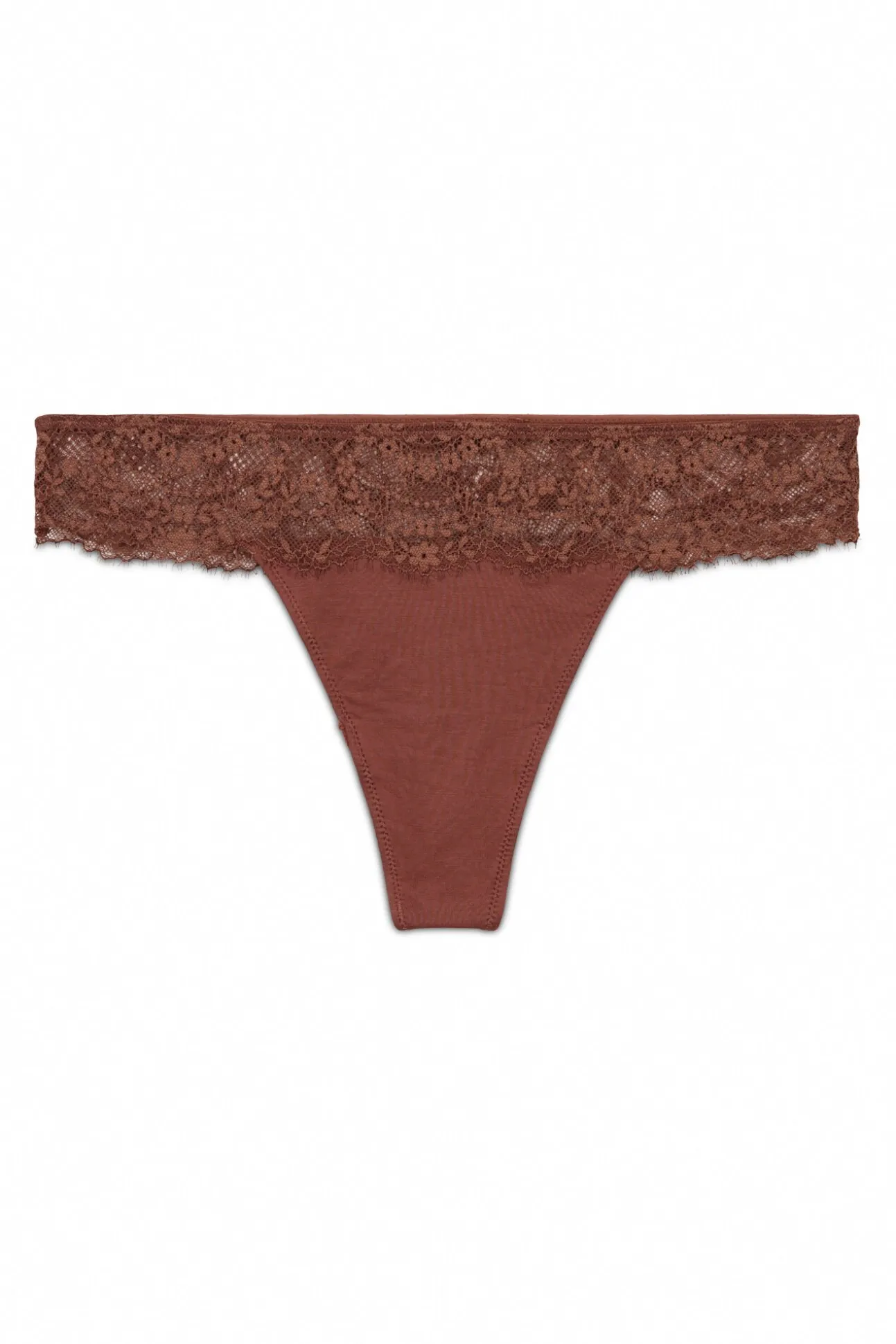 Tanga de renda marrom na cintura