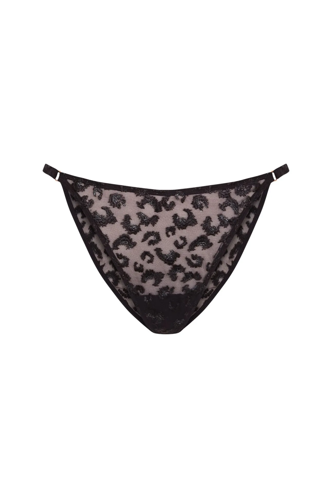 Tanga de tule bordado metálico preto