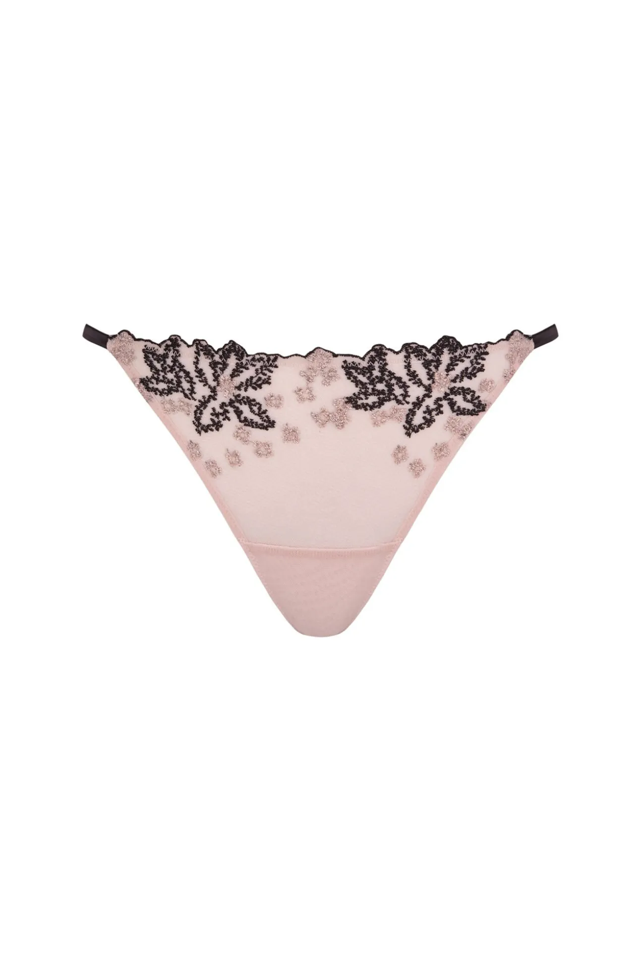Tanga de tule bordado preto