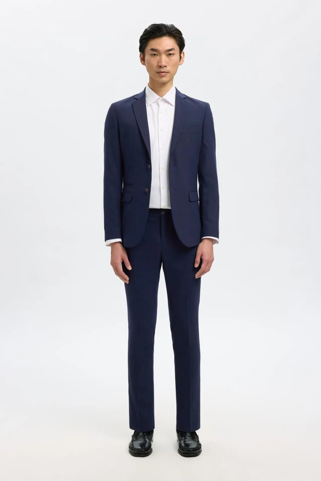 Terno slim fit de duas peças em lã fria