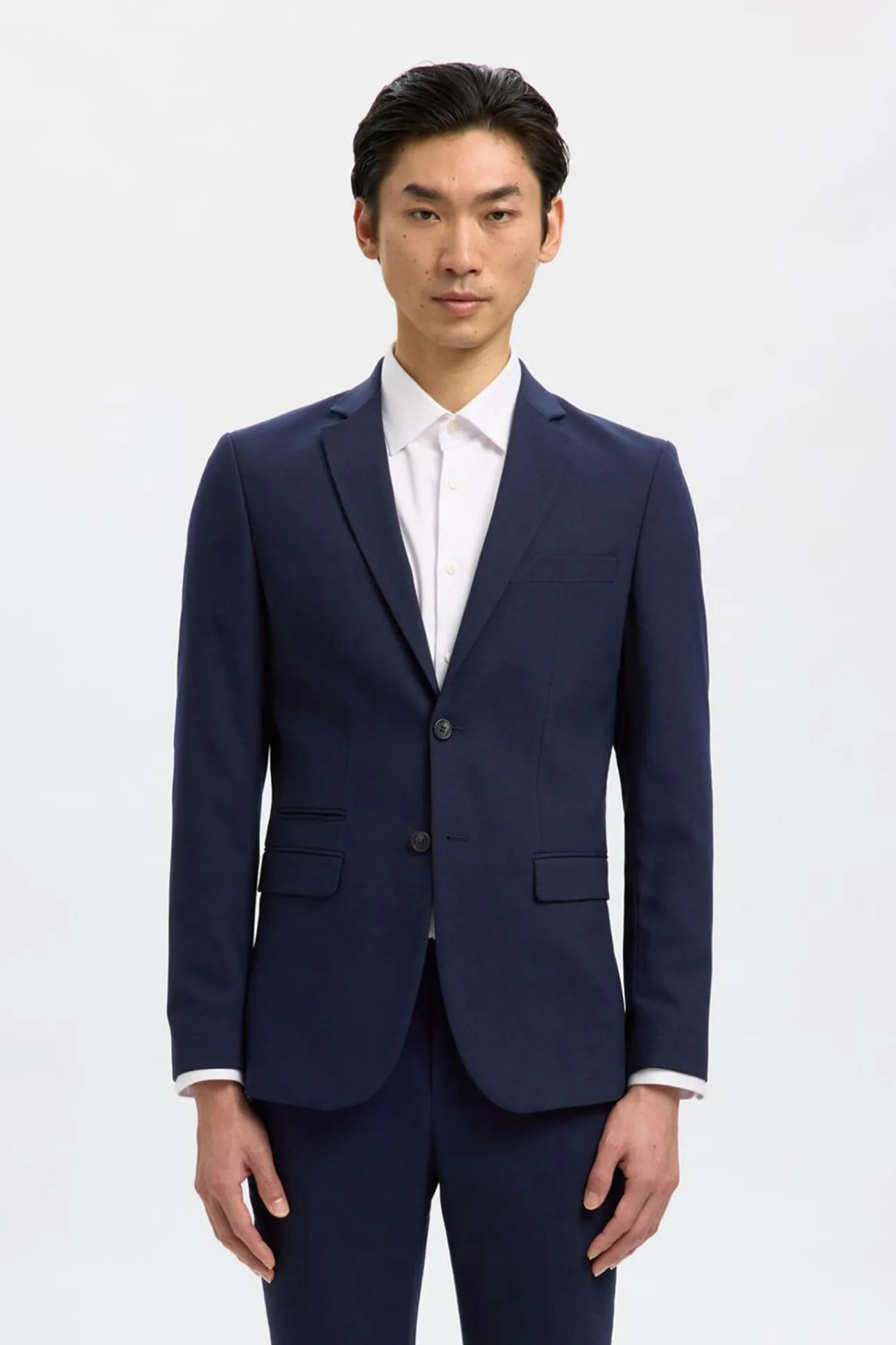Terno slim fit de duas peças em lã fria