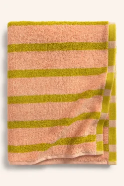 Toalha de banho de algodão felpudo riscas rosa Saturn