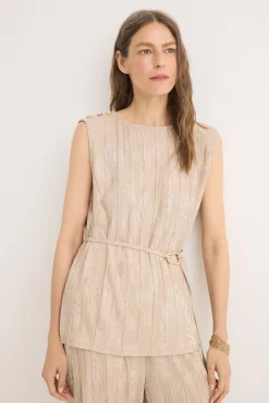 Top com fivela jacquard