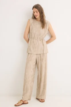 Top com fivela jacquard