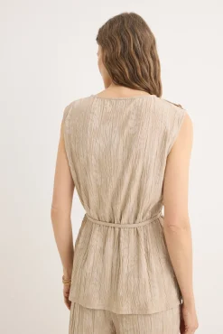 Top com fivela jacquard