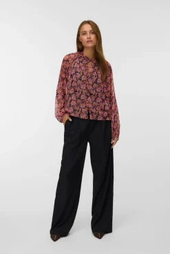 Top de chiffon de manga comprida