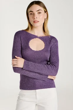 Top de malha reversível com lurex