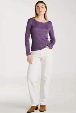 Top de malha reversível com lurex