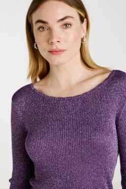 Top de malha reversível com lurex