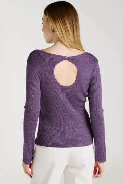 Top de malha reversível com lurex