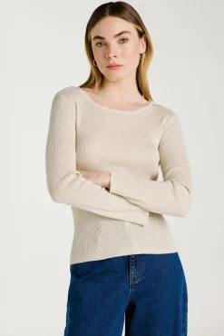 Top de malha reversível com lurex