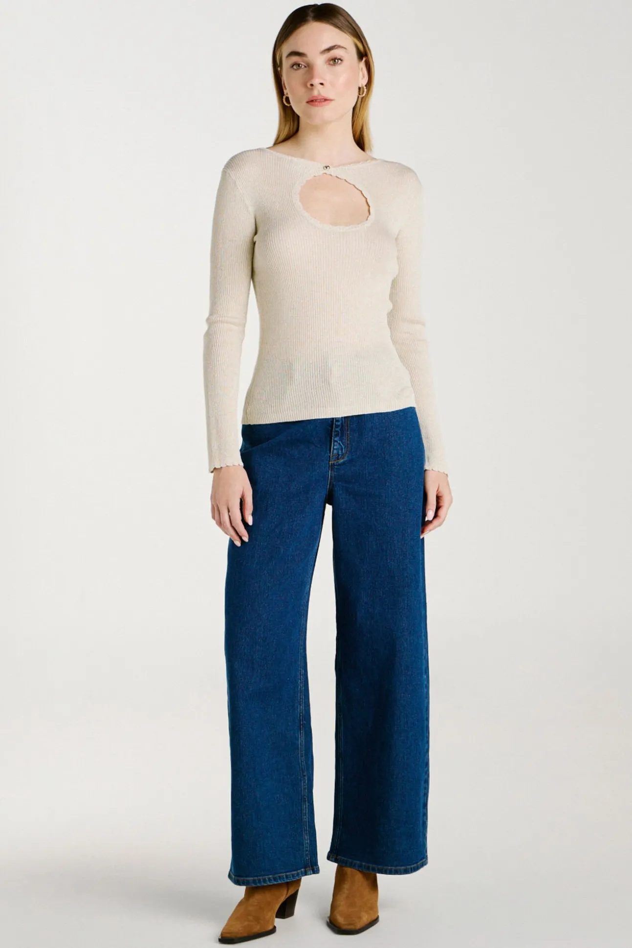 Top de malha reversível com lurex
