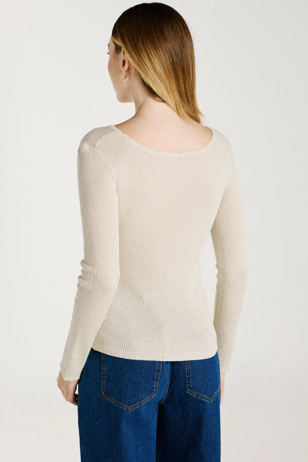 Top de malha reversível com lurex
