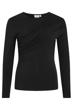 Top de manga comprida com detalhe drapeado