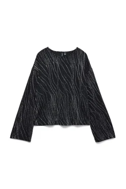 Top de manga comprida com detalhe em lurex