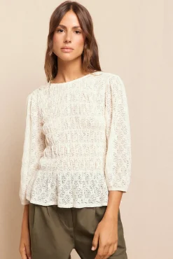 Top estampado franzido