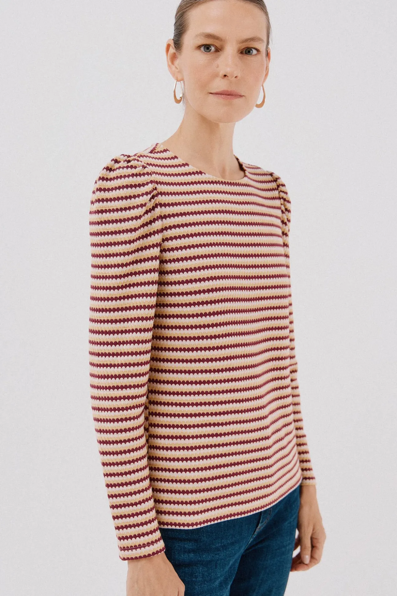 Top estruturado riscas multicolor
