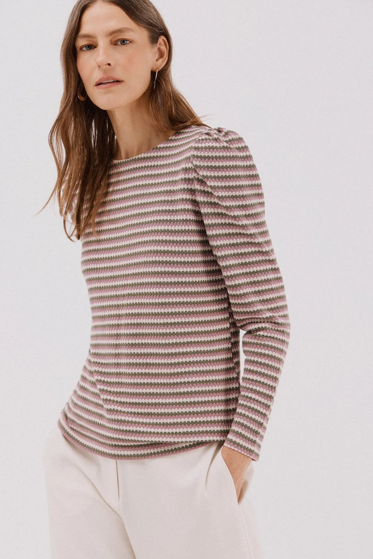 Top estruturado riscas multicolor