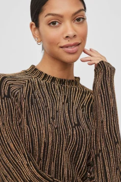 Top manga longa com lurex