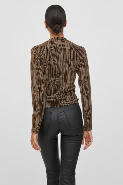Top manga longa com lurex