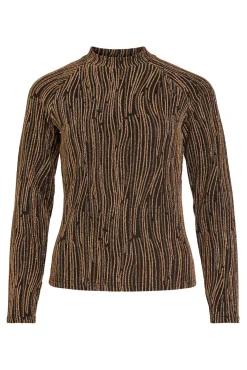Top manga longa com lurex