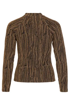 Top manga longa com lurex