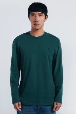 T-shirt básica de manga comprida com acabamento macio