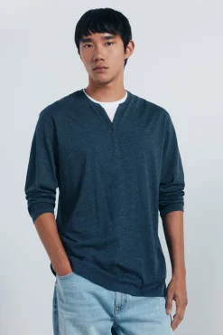 T-shirt de gola padeiro manga com gola redonda