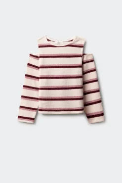 T-shirt feminina de chenille com ombros descobertos