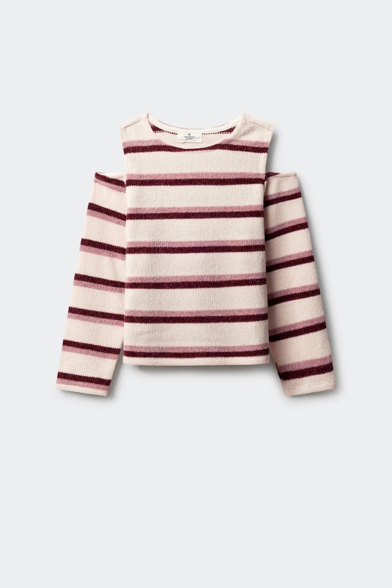 T-shirt feminina de chenille com ombros descobertos