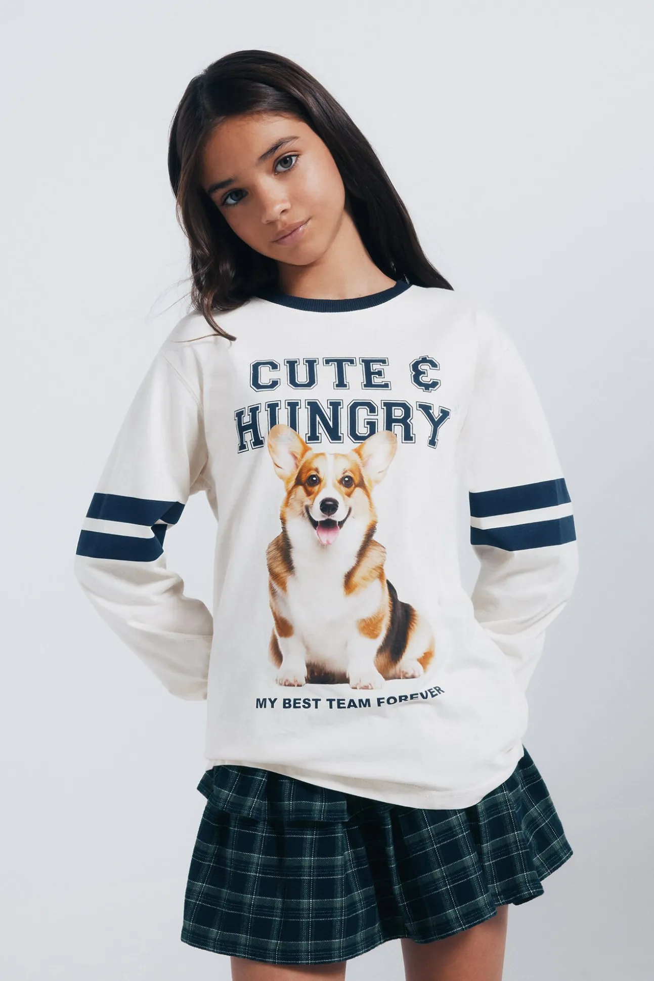T-shirt feminina de manga comprida Varsity Dog