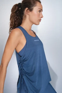 T-shirt halter assimétrico azul