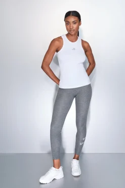 T-shirt halter de algodão canelado branco