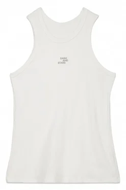 T-shirt halter de algodão canelado branco