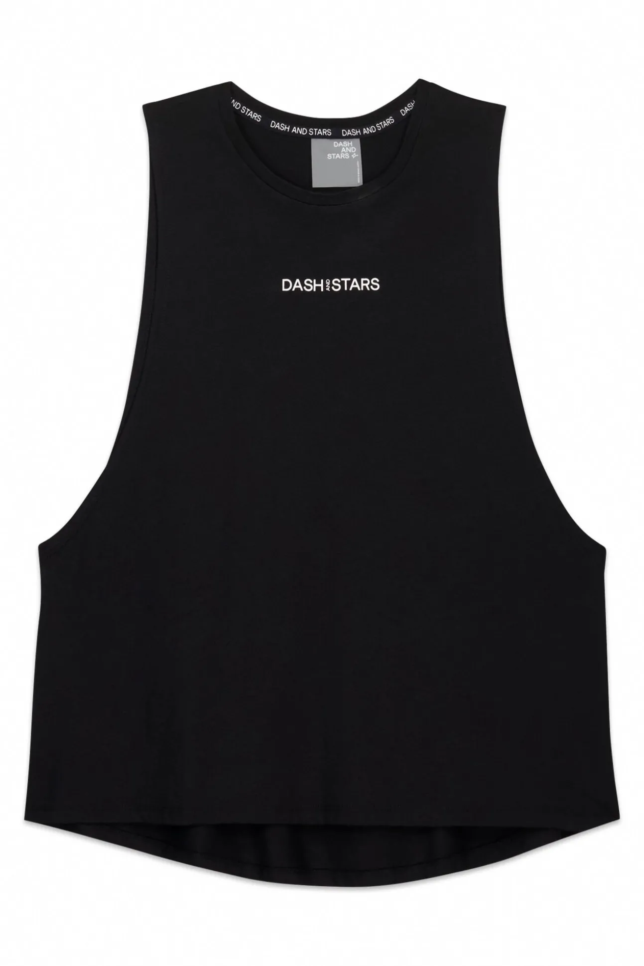 T-shirt halter sem mangas de algodão preto