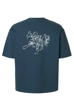 T-shirt manga com estampado contrastante