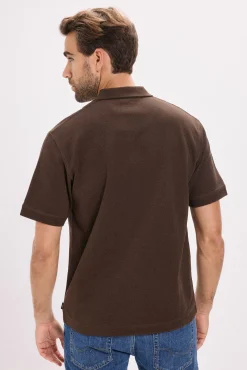 T-shirt polo com fecho-éclair