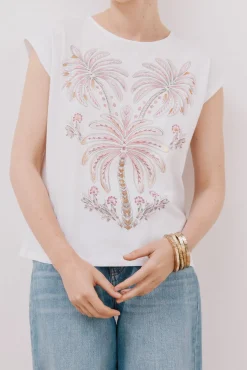 T-shirt sem mangas estampada