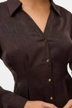 Vestido camisa com efeito acetinado