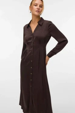 Vestido camisa com efeito acetinado
