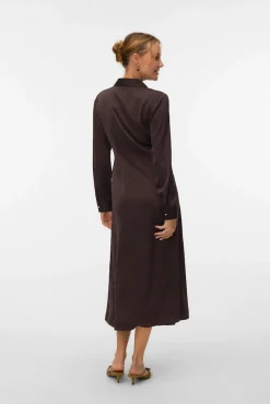 Vestido camisa com efeito acetinado