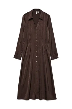 Vestido camisa com efeito acetinado