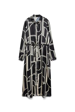 vestido camisa de cetim 7/8